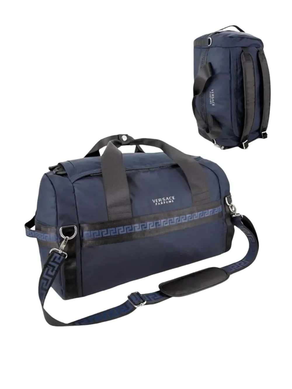 Versace Duffle dark blue Backpack faux gym Weekender travel Bag Par-fume